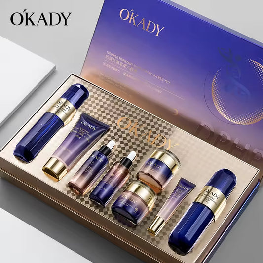 OKADY Day&Night-Piece Hyaluronic Acid &amp; Collagen Skincare Set – 24H Moisturizing, Anti-Wrinkle &amp; Firming for All Skin Types