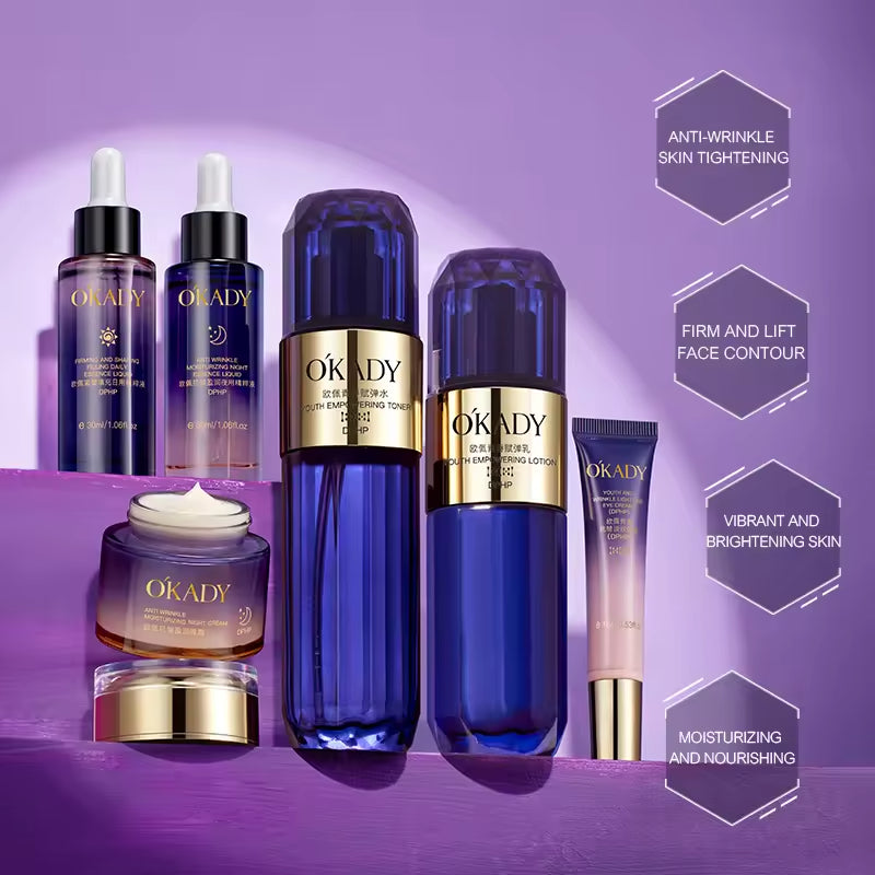 OKADY Day&Night-Piece Hyaluronic Acid &amp; Collagen Skincare Set – 24H Moisturizing, Anti-Wrinkle &amp; Firming for All Skin Types