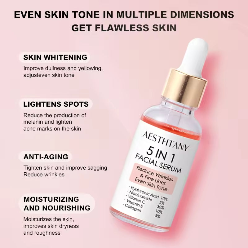 Aesthtany 5-in-1 Facial Serum 30ml – Anti-Aging, Brightening &amp; Hydrating for Flawless Skin (All Skin Types)