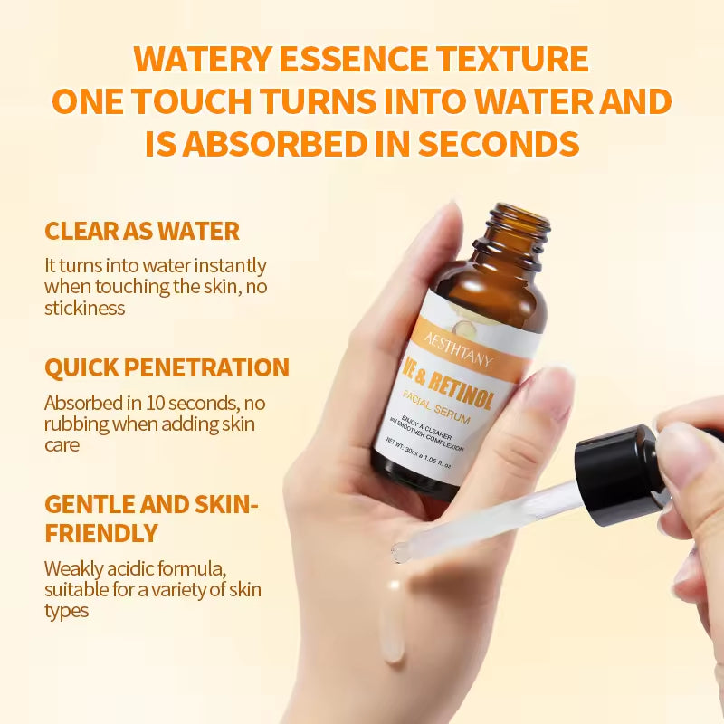 Aesthtany Retinol & Vitamin E Anti-Aging VE Facial Serum 30ml – Smooth Wrinkles, Brighten Skin & Strengthen Barrier (All Skin Types)