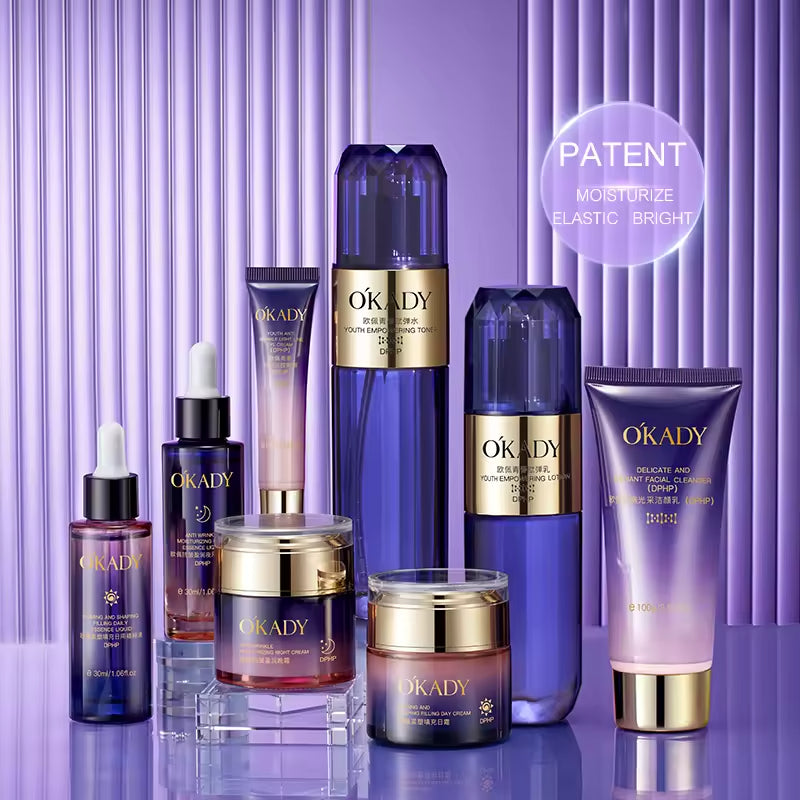 OKADY Day&Night-Piece Hyaluronic Acid &amp; Collagen Skincare Set – 24H Moisturizing, Anti-Wrinkle &amp; Firming for All Skin Types